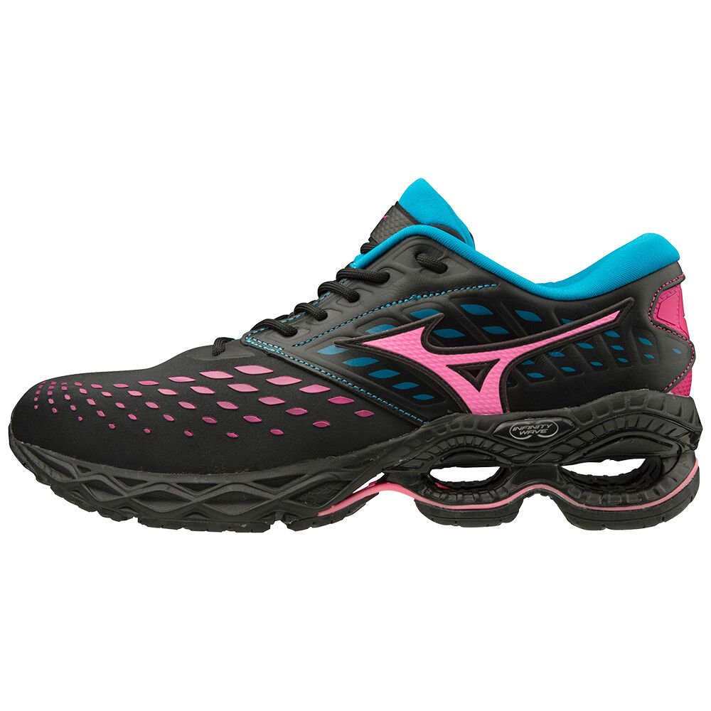 Mizuno Wave Creation LS - Bayan Spor Ayakkabı - Siyah/Pembe/Mavi Türkiye (BYWHMP-035)